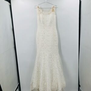 Legends by Romona Keveza Lace Mermaid Dress with Train Ivory Size 10